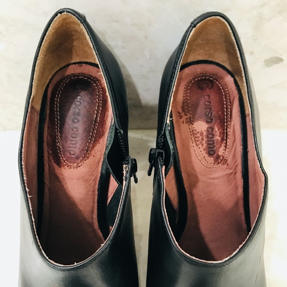 CORSO COMO {9} Black Leather Ankle Boot Chunky Heel - Picture 7 of 10